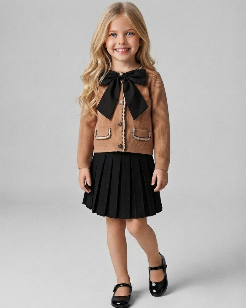 Conjunto Niña Elegante 2 Piezas Lazo Grande