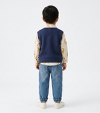 Conjunto bebé 3 piezas ropa bebé algodón con chaqueta de punto y pantalón vaquero con jirafa 3D en España