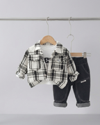 Conjunto Bebé Niño 3 Piezas  Camisa Tartán y Vaquero