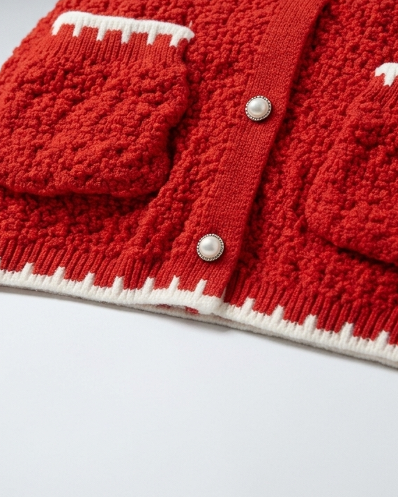 Conjunto niña invierno punto 2 piezas suéter y falda roja elegante ropa infantil,Ideal para clima otoñal en España