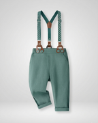 Conjunto bebé niño elegante de 4 piezas con body, pantalón con tirantes, corbata y gorra en España