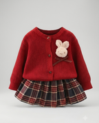 Conjunto niña invierno 2 piezas suéter de lana y falda a cuadros – ropa niña invierno en España