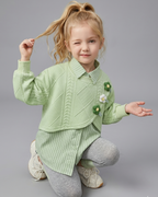 Conjunto Niña 3 Piezas Otoño Invierno Flores Bordadas