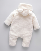 Conjunto de invierno niño sherpa Teddy Bear con capucha de orejitas y forro cálido vista completa