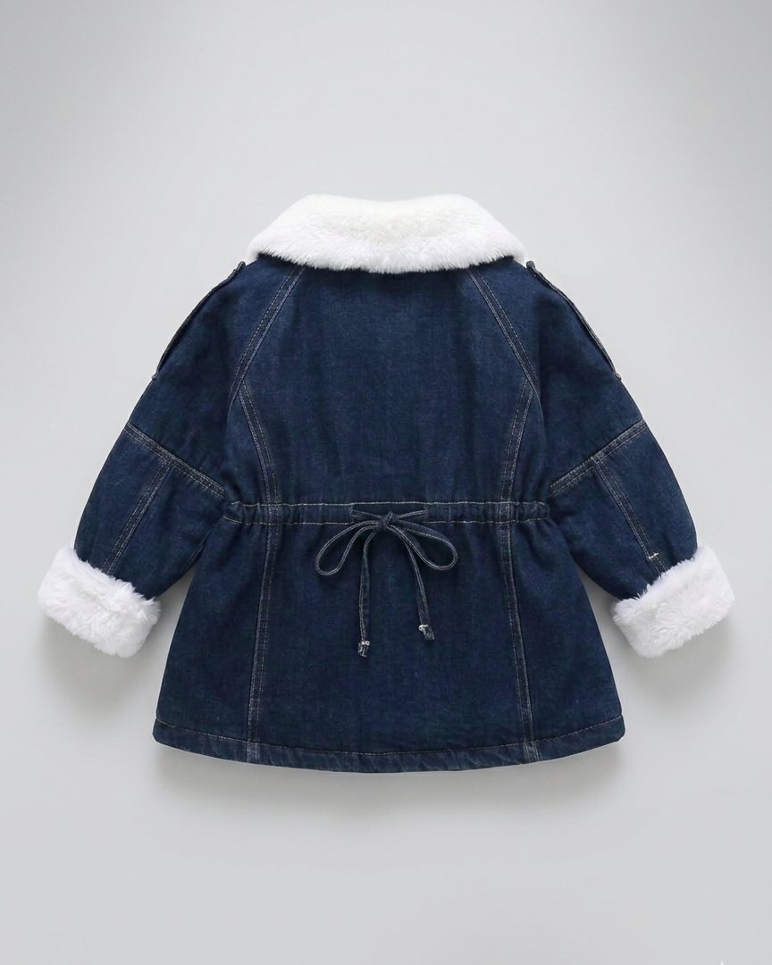 Abrigo vaquero niña forrado con pelo cálido para invierno | chaqueta denim infantil en España