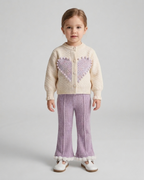 conjunto niña invierno 2 piezas con bordado de corazón y tejido cálido