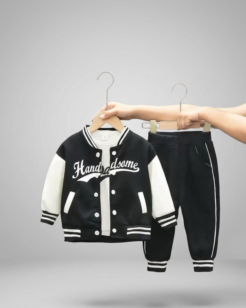 Chándal Niño 3 Piezas con Chaqueta Varsity , Ropa Deportiva Infantil