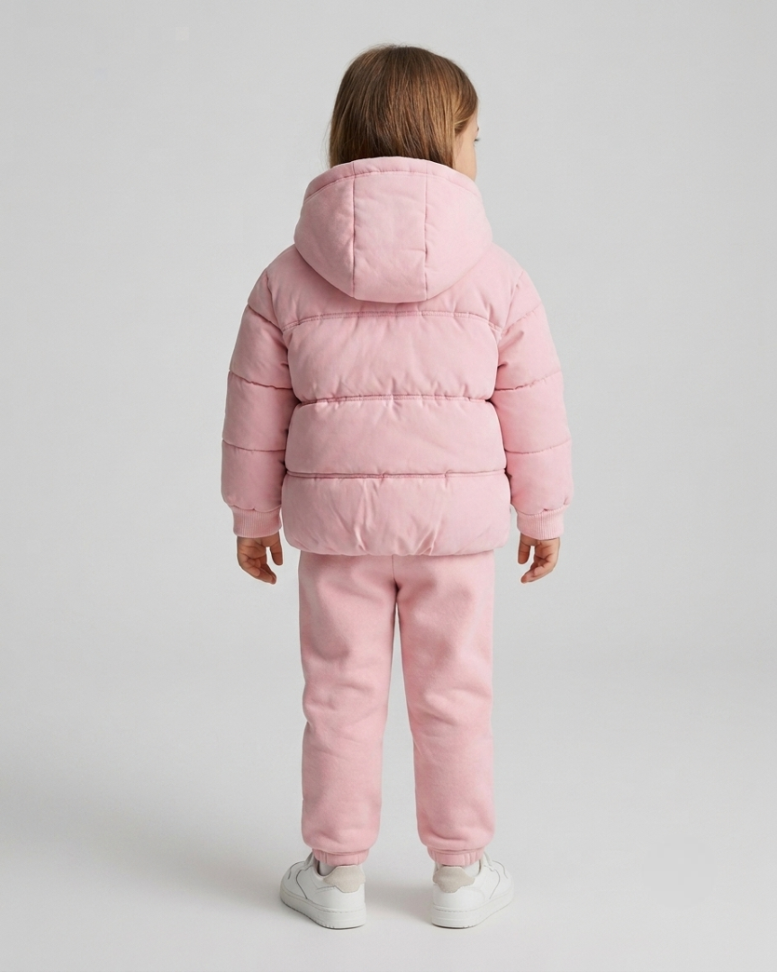 Conjunto niña invierno 2 piezas chaqueta acolchada y pantalón de algodón rosa en España
