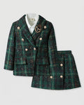 Conjunto Elegante de Tweed Verde para Niñas