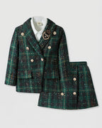 Conjunto Elegante de Tweed Verde para Niñas