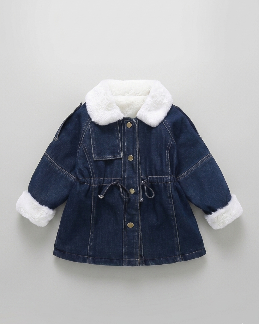 Abrigo vaquero niña forrado con pelo cálido para invierno | chaqueta denim infantil en España