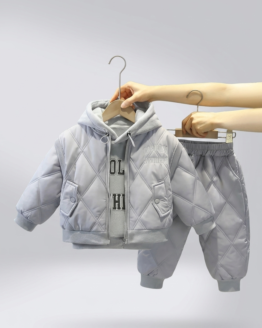 Conjunto de invierno para niño de 3 piezas: sudadera con capucha, chaleco acolchado y pantalón térmico,ropa niño invierno,Ideal para clima otoñal en España
