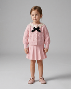 Conjunto niña invierno 2 piezas vestido y chaqueta de punto con encaje, destacada para looks elegantes y sencillos en España