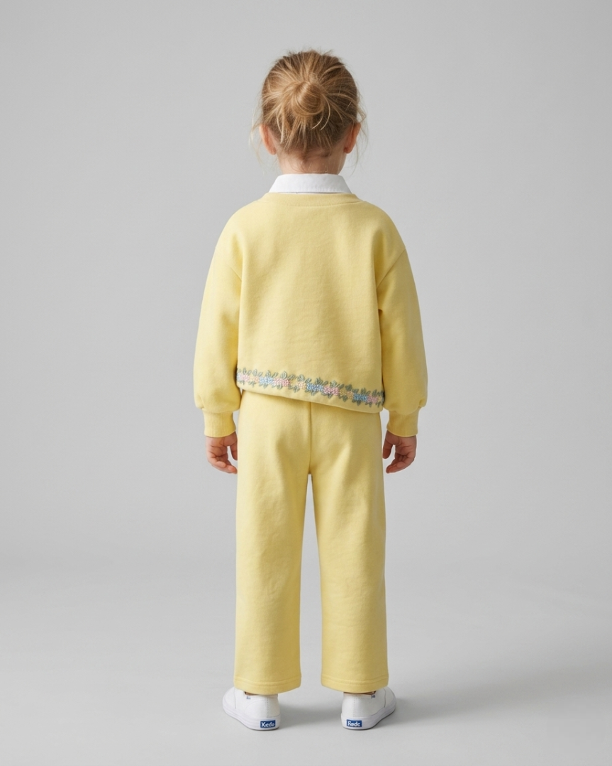 Conjunto niña 3 piezas ropa infantil con suéter bordado floral y camisa blanca,Ideal para primavera y para clima otoña en España