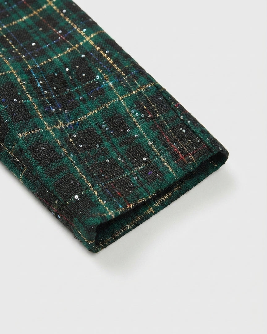 Conjunto Elegante de Tweed Verde para Niñas