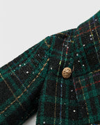 Conjunto Elegante de Tweed Verde para Niñas