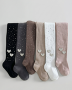 Calcetines niña algodón con corazones brillantes elegantes