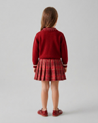 Vestido niña invierno de punto con lazo en el cuello y mangas largas estilo clásico,Ideal para primavera en España