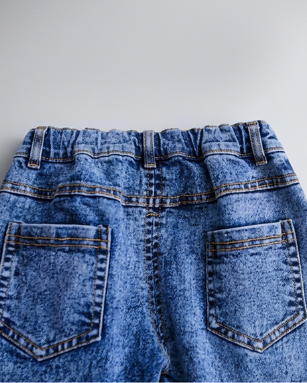 Conjunto niña 2 piezas: blusa tejida con cuello decorado y pantalón vaquero elegante en España