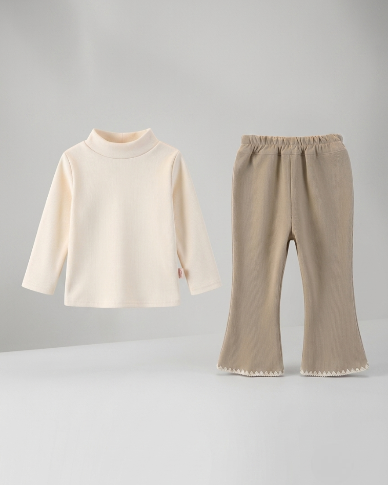 Conjunto niña invierno 3 piezas top manga larga y pantalón bordado floral en España