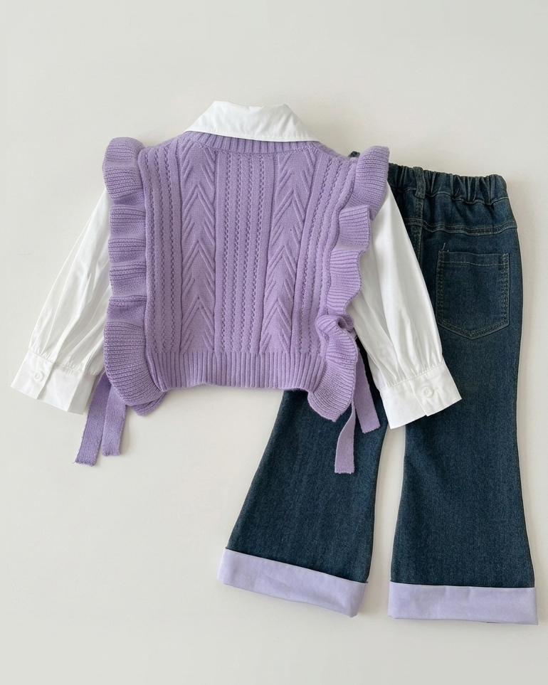 Conjunto niña invierno 3 piezas ropa infantil con chaqueta de felpa y cuello ancho en España