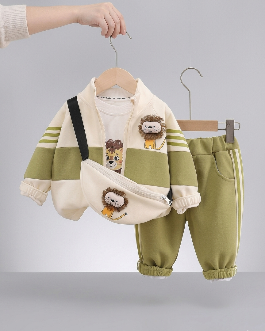 Conjunto deportivo niño 3 piezas con chaqueta, camiseta interior, pantalón y mini mochila chándal infantil invierno en España