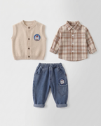 Conjunto bebé 3 piezas ropa bebé invierno: cárdigan de lana, camiseta manga larga y pantalón vaquero para niño  en España