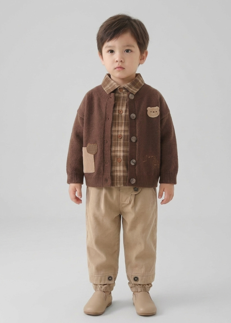 Conjunto niño invierno 3 piezas cálido (camisa, suéter de punto y pantalón) ropa infantil otoño invierno en España