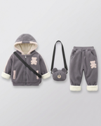 Conjunto bebé niño invierno 3 piezas: chaqueta, pantalón y bolso de oso , perfecto para los niños en España