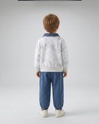Conjunto niño 2 piezas sudadera con cuello vaquero y pantalón denim en España