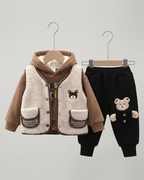 Conjunto bebé invierno 3 piezas ropa bebé invierno chaqueta de felpa, sudadera con capucha y pantalón en España