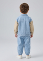 Conjunto niño ropa infantil 3 piezas vaquero moderno con camisa y pantalón , Ideal para primavera en España