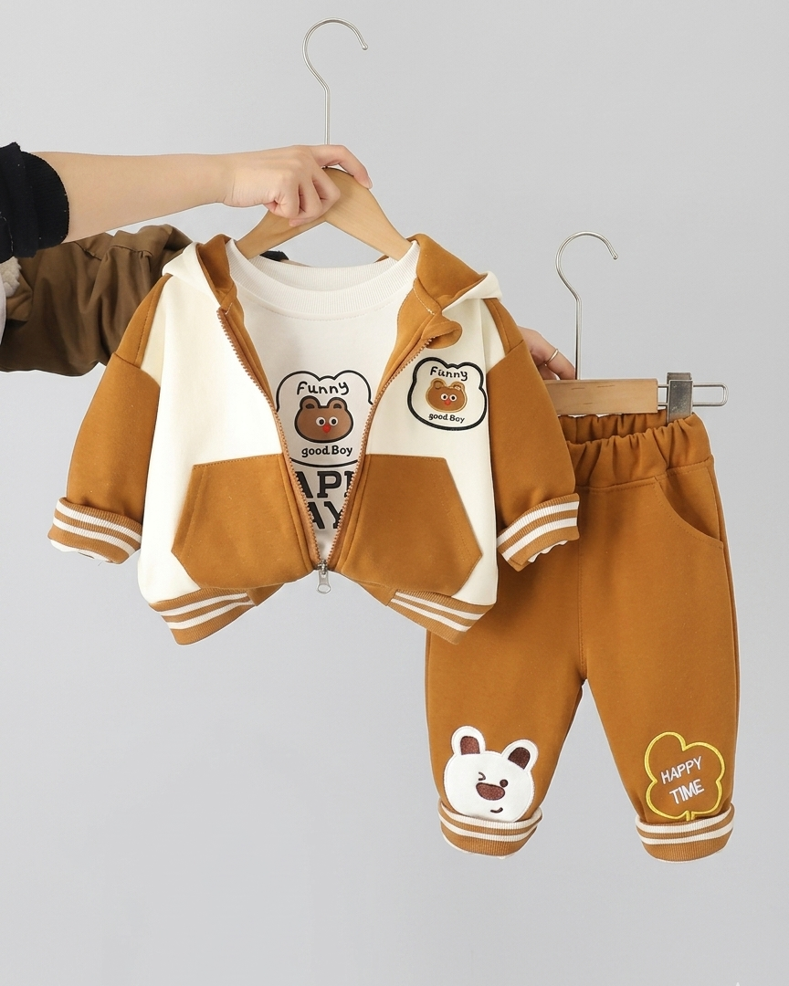 Conjunto infantil 3 piezas invierno niño . sudadera interior, chaqueta con capucha y pantalónropa bebé en España