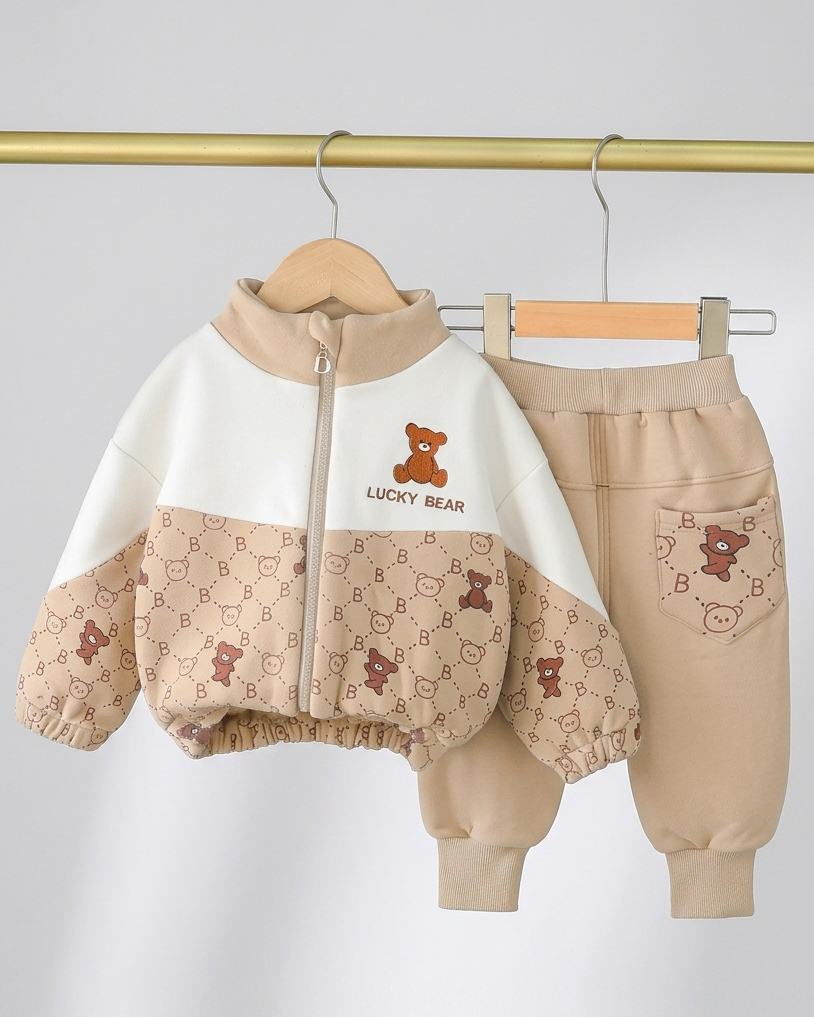 Conjunto Niño Invierno 2 Piezas Lucky Bear Chaqueta y Pantalón Deportivo