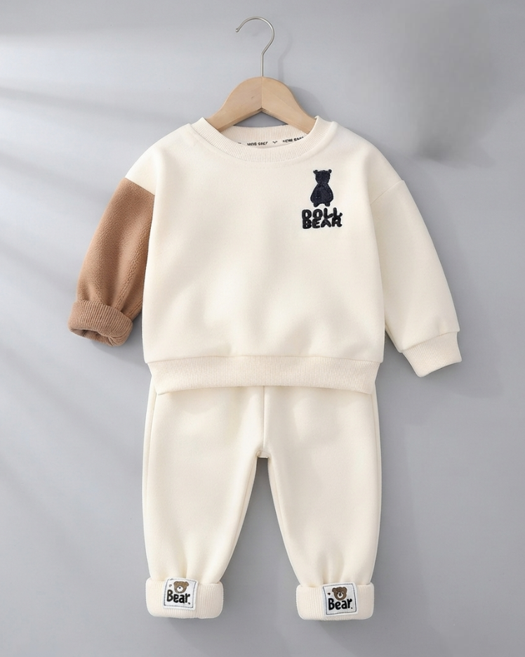Conjunto bebé invierno 2 piezas de terciopelo con oso 3D