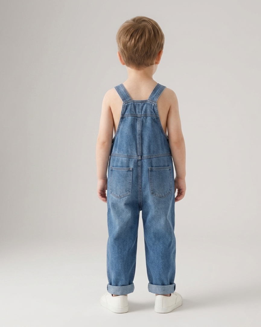 Conjunto de mezclilla para niños con estilo clásico y bolsillo delantero.Ideal para primavera y verano, en España