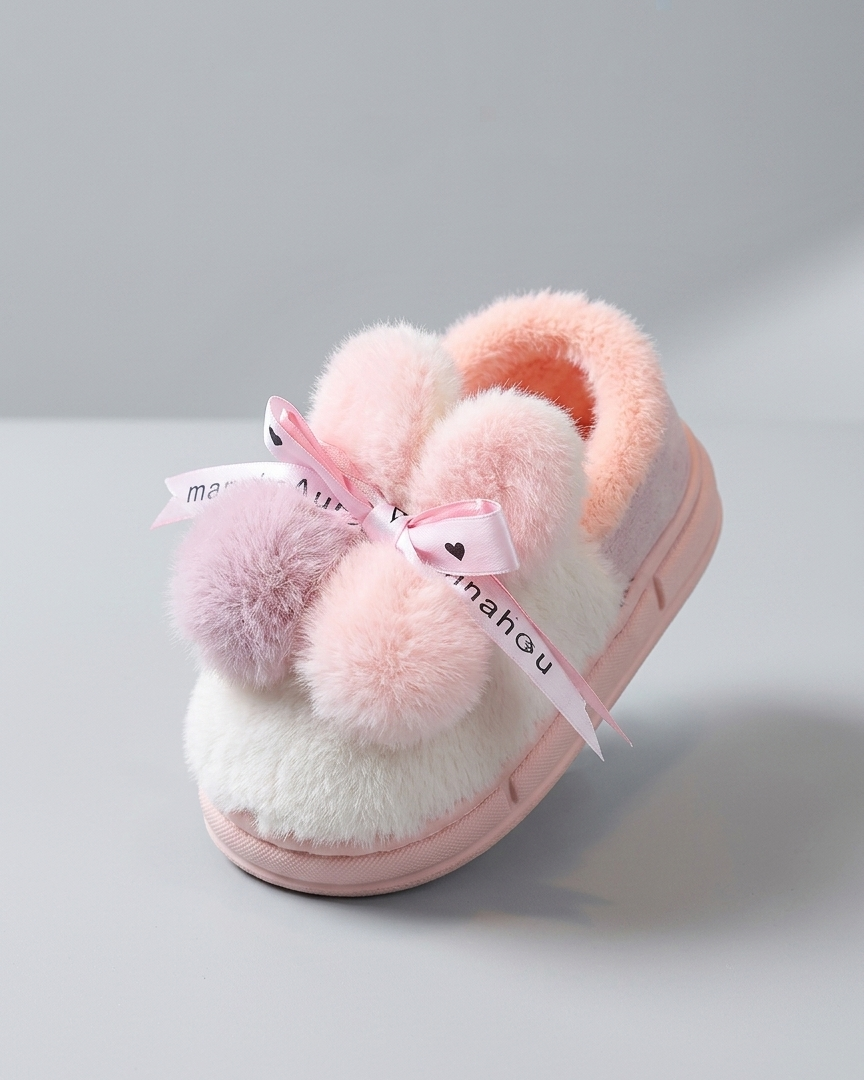 Pantuflas infantil Peluche Pompones Coloridos
