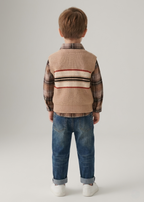 Conjunto bebé niño 3 piezas ropa infantil: camisa cuadros, chaleco lana y pantalón vaquero en España