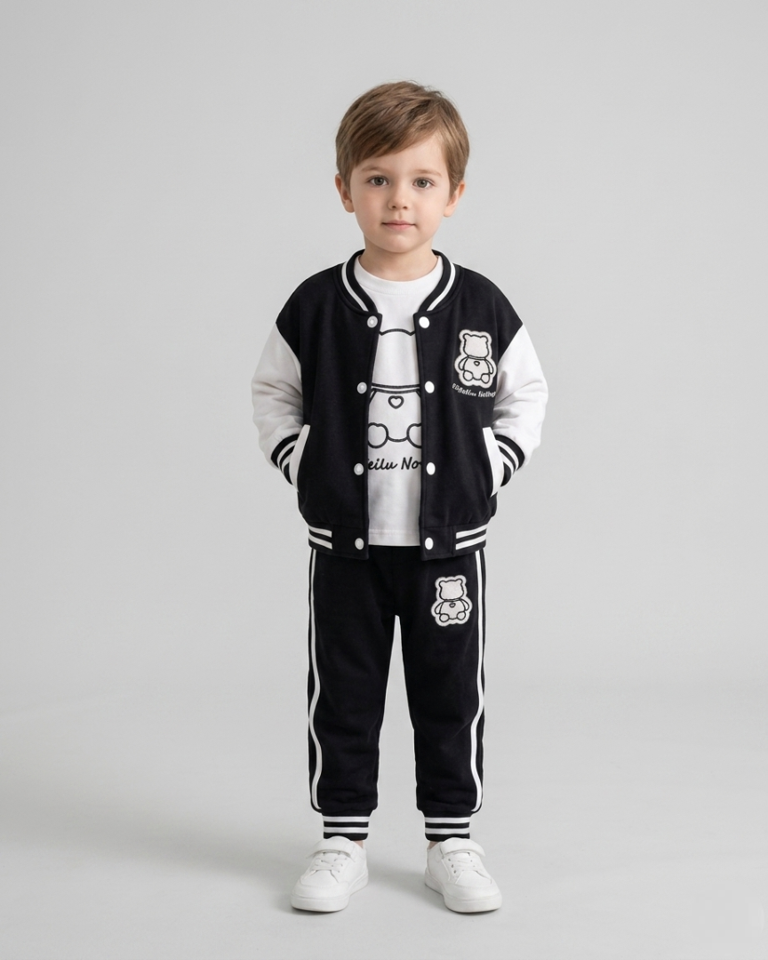 Conjunto deportivo niño Bear Cool estilo varsity de algodón suave | conjunto niño cómodo para diario en España