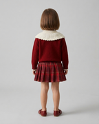 Conjunto niña invierno elegante 2 piezas ropa niña suéter tejido y falda de cuadros,Ideal para clima otoñal  en España