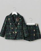 Conjunto Elegante de Tweed Verde para Niñas