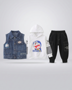 Conjunto niño 3 piezas ropa infantil: chaqueta sin mangas, sudadera Doraemon y pantalón deportivo en España