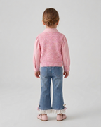 Conjunto niña 3 piezas ropa infantil (blusa, chaleco de punto y pantalón vaquero) para otoño y primavera en España