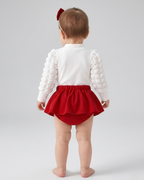 Vestido bebé niña dos piezas con lazo rojo y estampado de fresas – conjunto ropa bebé niña para fiestas en España