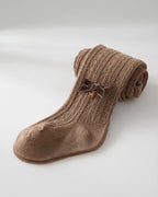 Calcetines niña invierno largos con lazo y cuadros cálidos