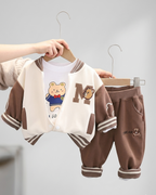 Conjunto niño invierno 3 piezas con chaqueta varsity, camiseta interior y pantalón largo,ropa infantil invierno en España
