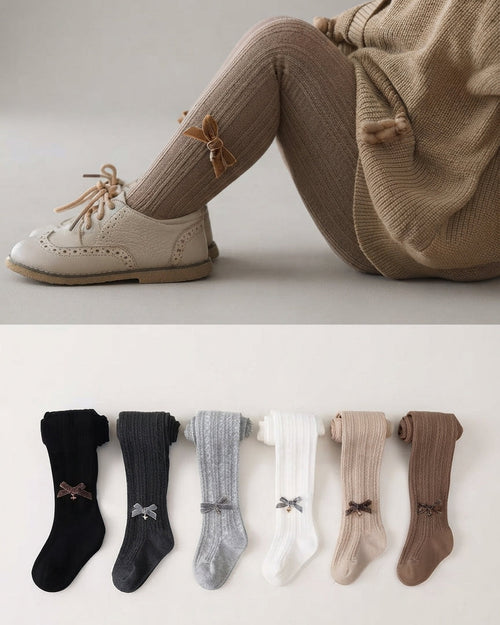 Calcetines niña invierno largos con lazo y cuadros cálidos