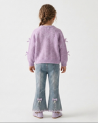 Conjunto niña invierno 2 piezas cárdigan lana suave y pantalón vaquero acampanado en España