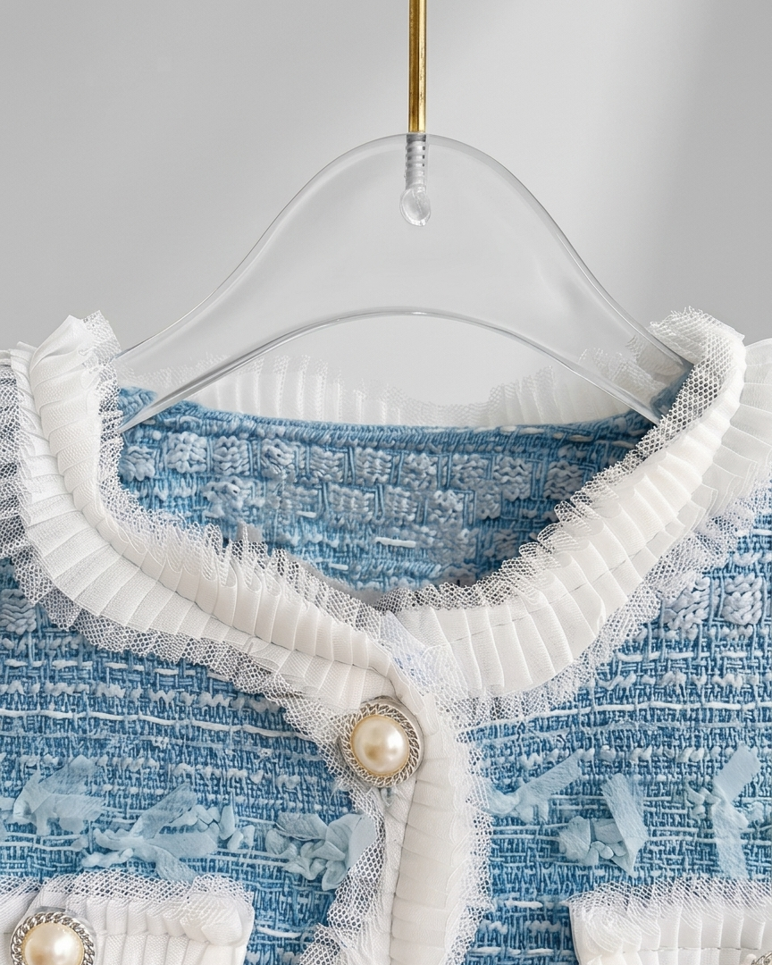 Conjunto niña 2 piezas chaqueta tweed y pantalón vaquero con perlas  en España