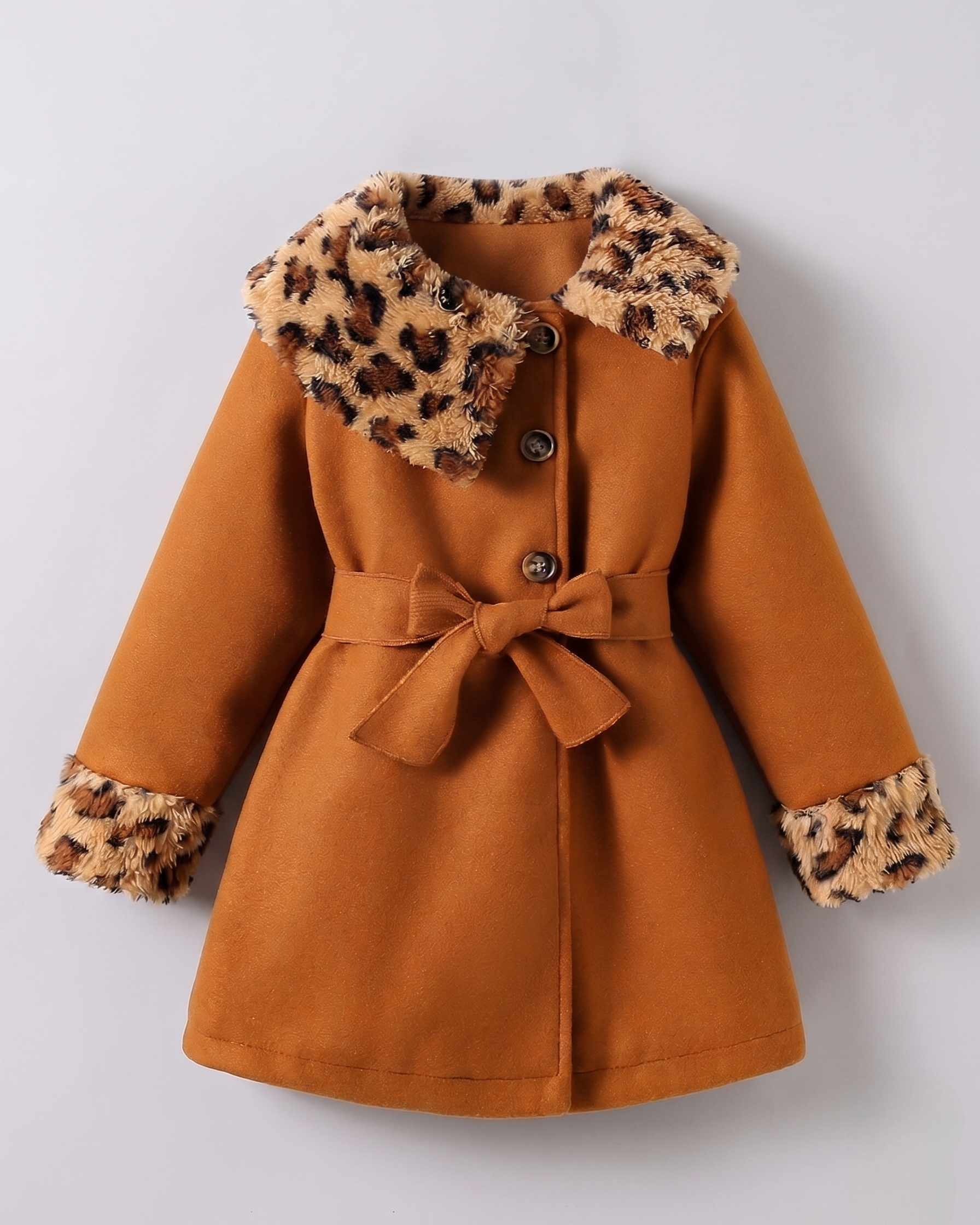 Abrigo niña terciopelo suave con detalles de piel estampada de tigre abrigo invierno niña en España